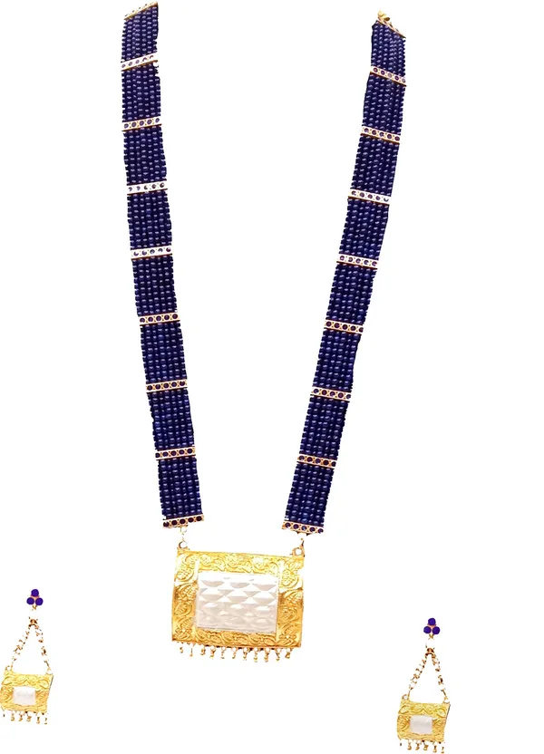 Assamese_Traditional_Gold_Plated_Blue_Colour_Combo_Jewellery_Set_For_Women